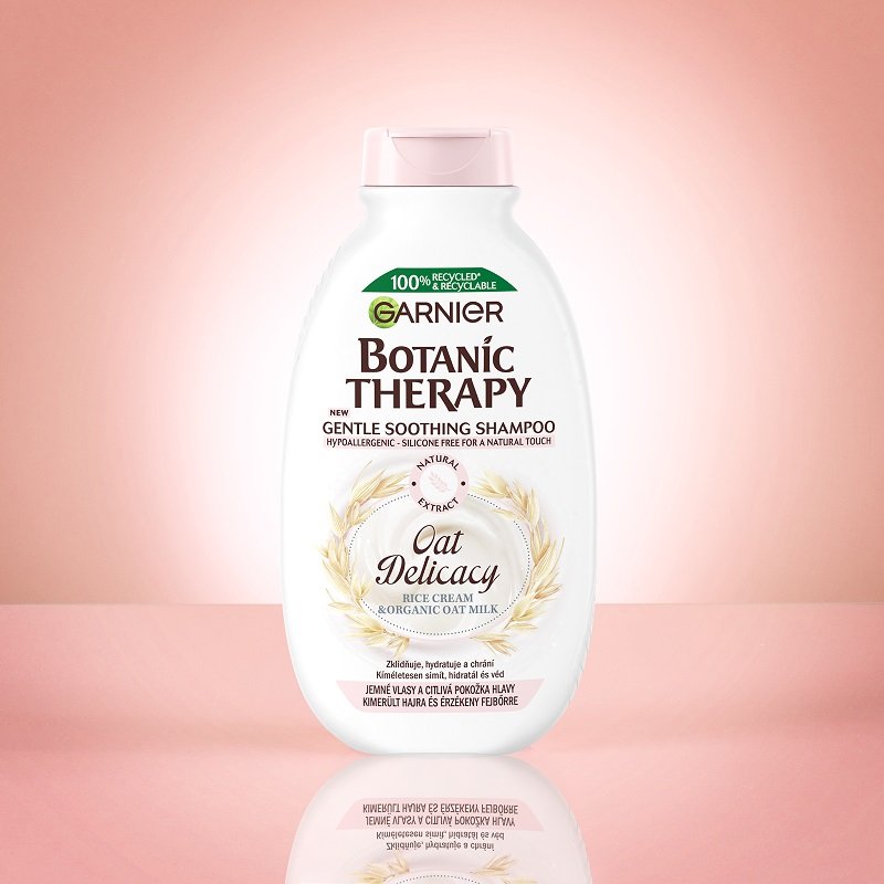 Botanic Therapy Oat Delicacy Jemný upokojujúci šampón na ružovom podklade